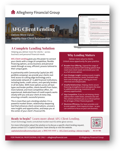 AFG Client Lending - Advisor Overview 1 AFG Client Lending - Advisor Overview 1