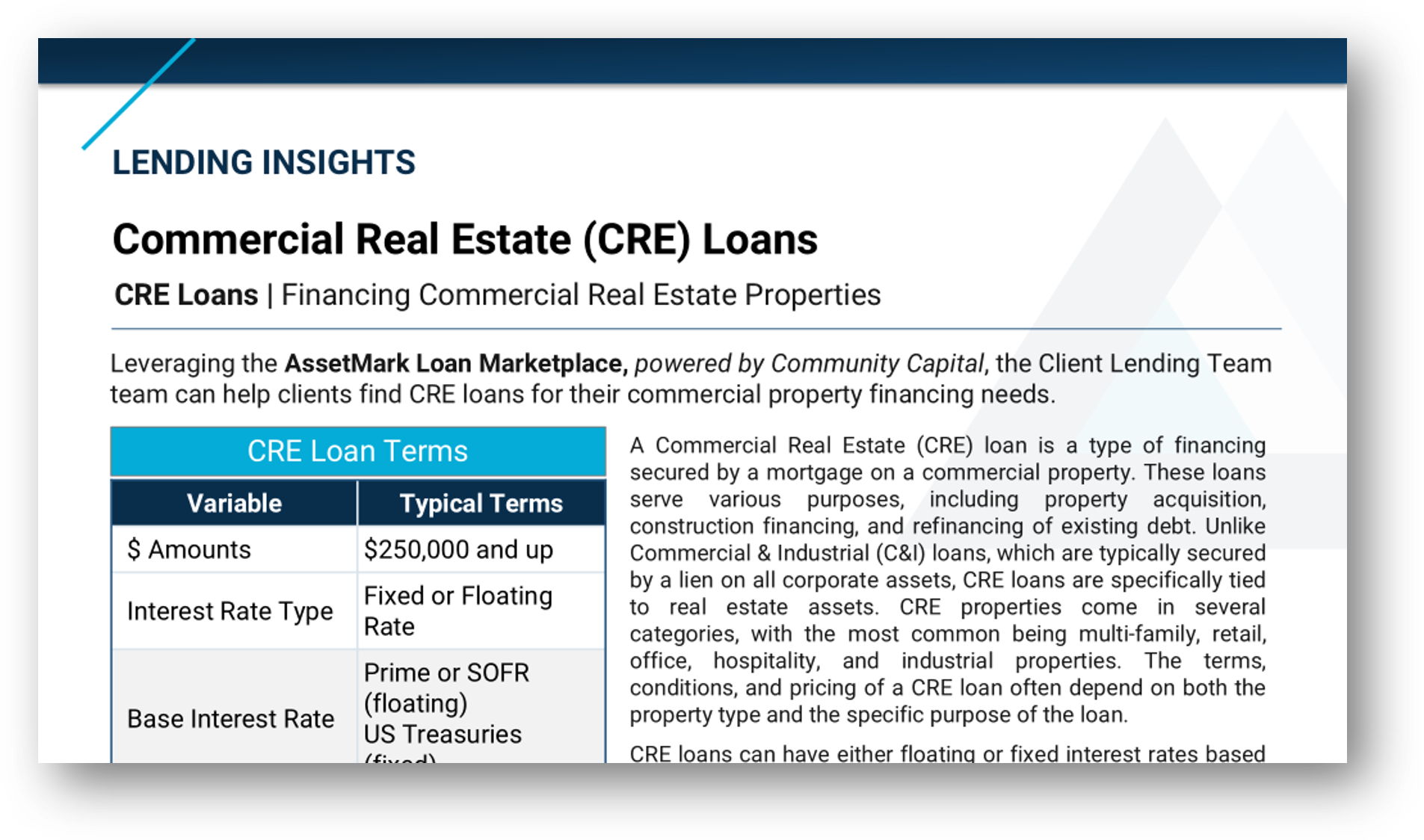 AssetMark CRE Education Image