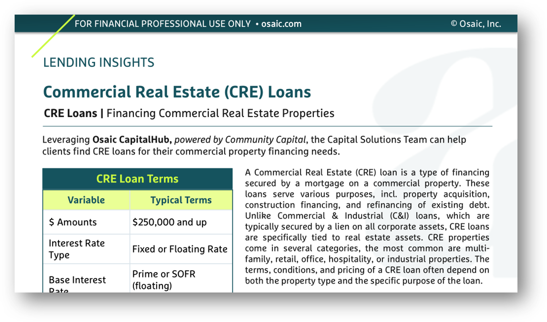 Commercial Real Estate (CRE)